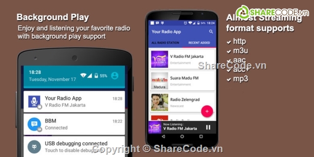 android,radio,stream,music,nghe radio,media streaming